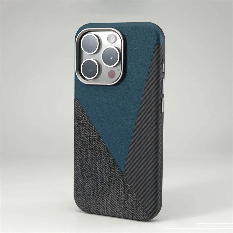Men's Leather Color Block MagSafe iPhone Case | Damien_4