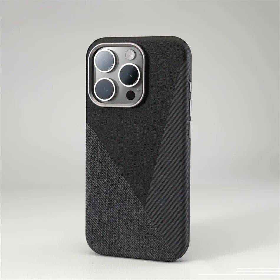 Men's Leather Color Block MagSafe iPhone Case | Damien_6
