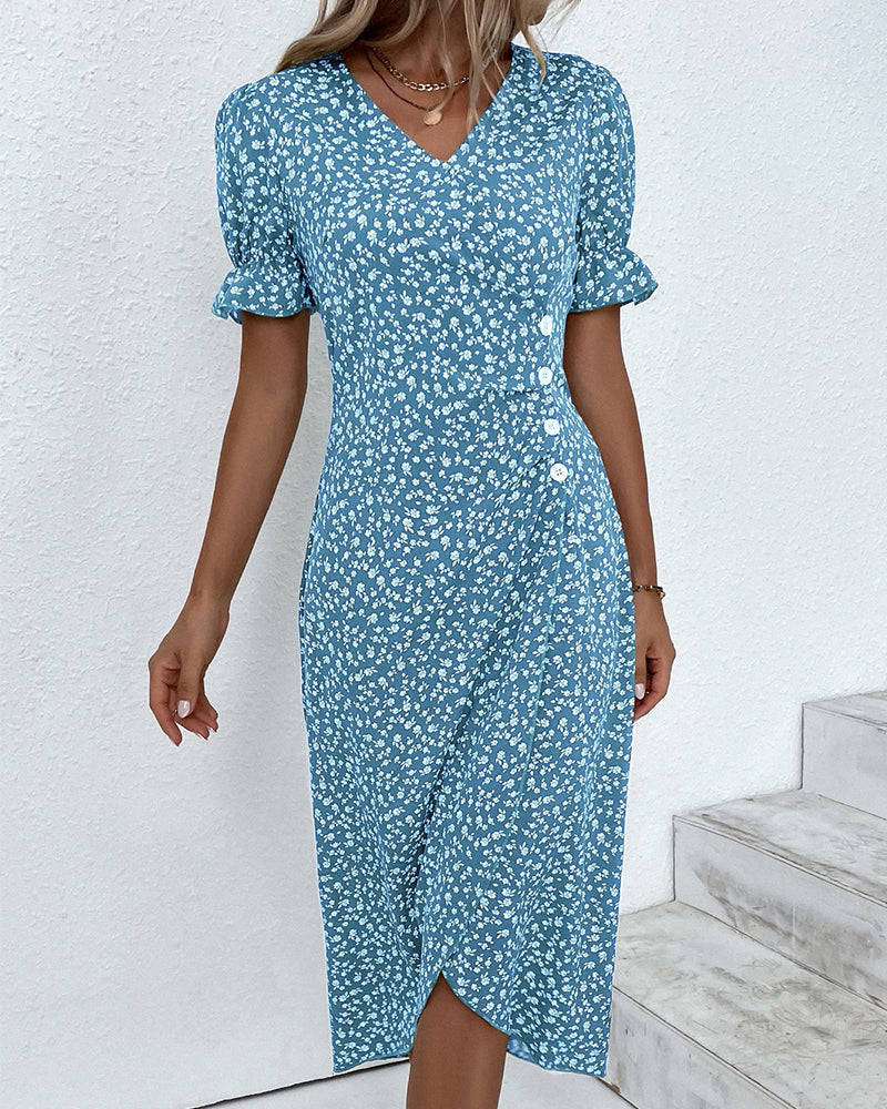 Women's V-Neck Floral Wrap Dress | Rosalie