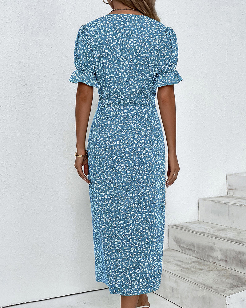 Women's V-Neck Floral Wrap Dress | Rosalie