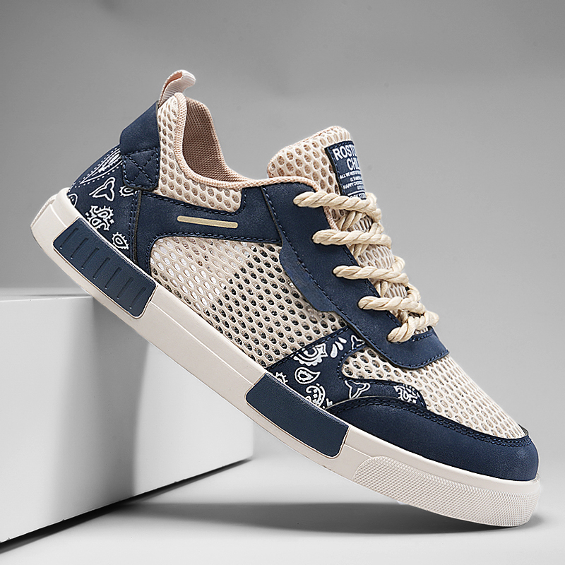 Men’s Mesh-Tech Paisley Pattern Design Sneakers | Benedict