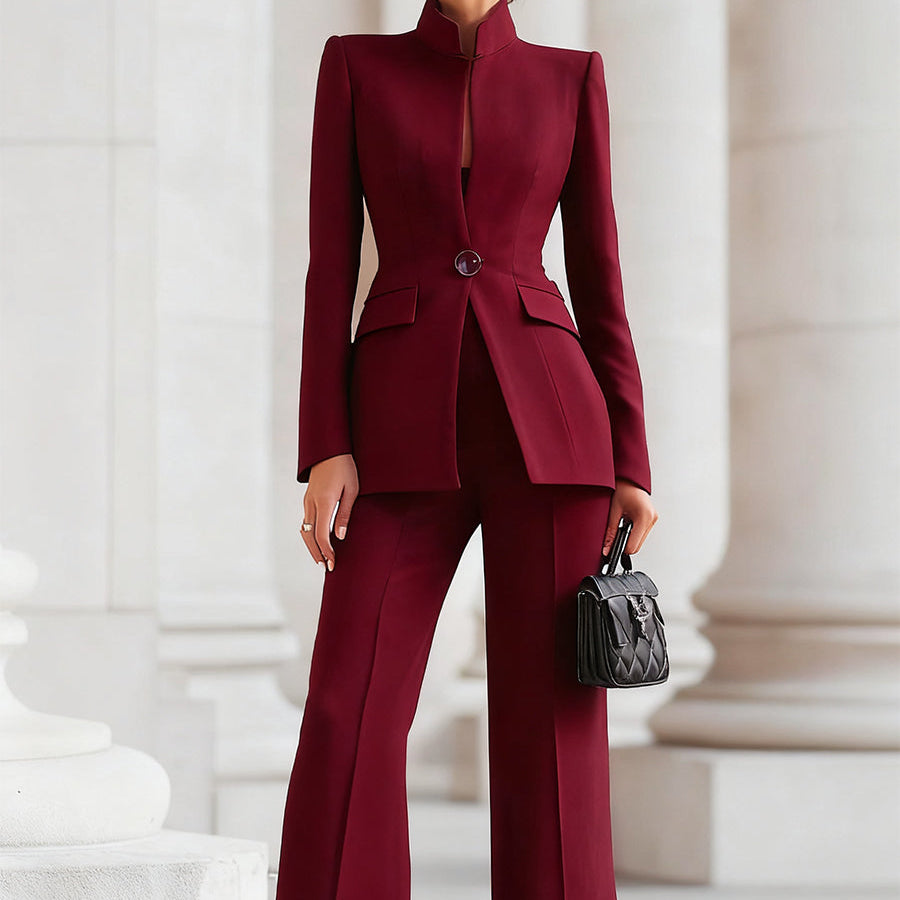 Women's Stand Collar Tailored Suit | Aurelia