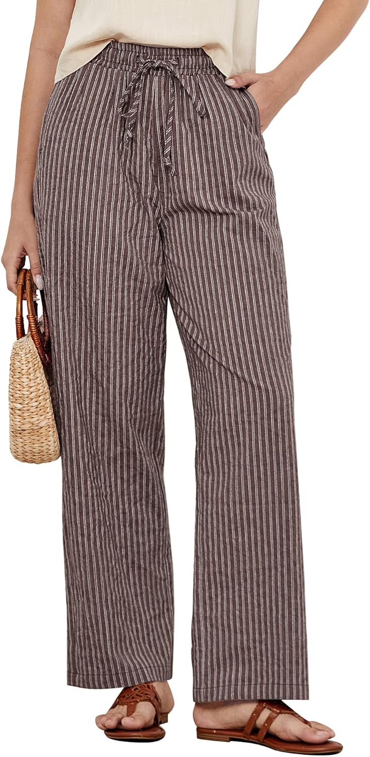 Women's Striped Wide Leg Pants | Rosalie