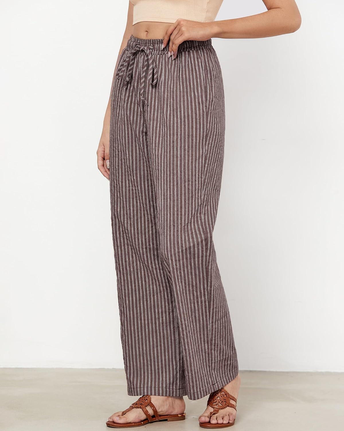 Women's Striped Wide Leg Pants | Rosalie