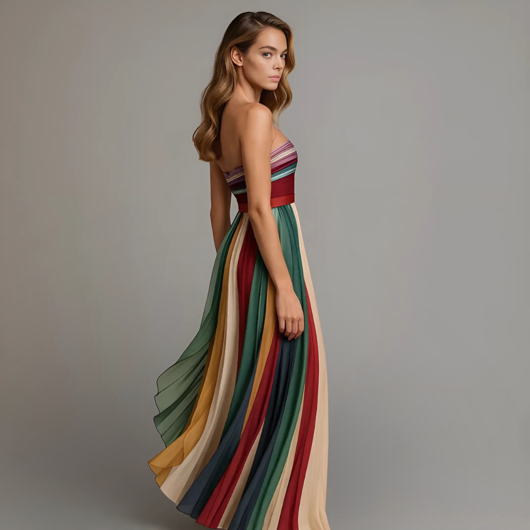 Women's Strapless Pleated Maxi Dress | Celeste