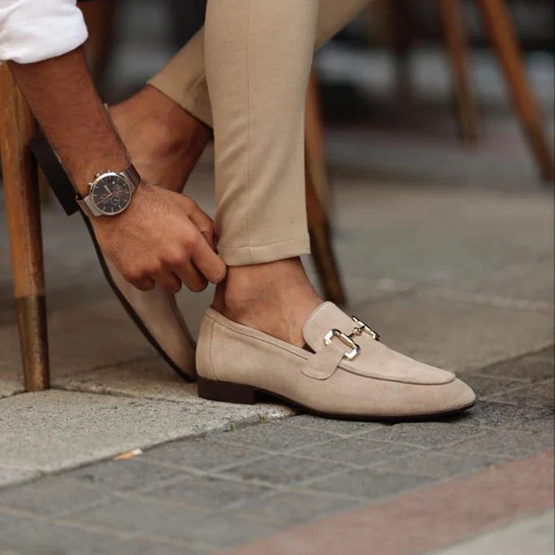 Men's Italian Suede Buckle Loafers | Lorenzo