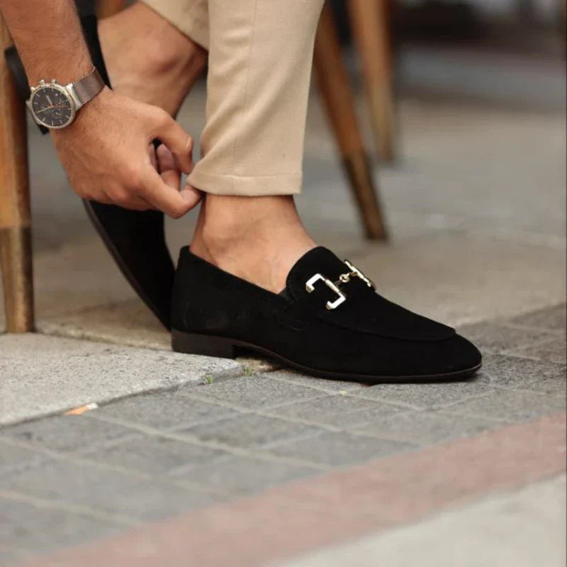 Men's Italian Suede Buckle Loafers | Lorenzo