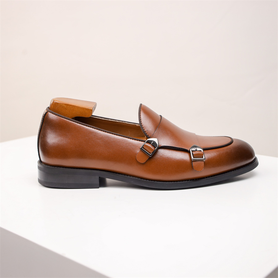 Men's Double Buckle Leather Loafers | Rowan