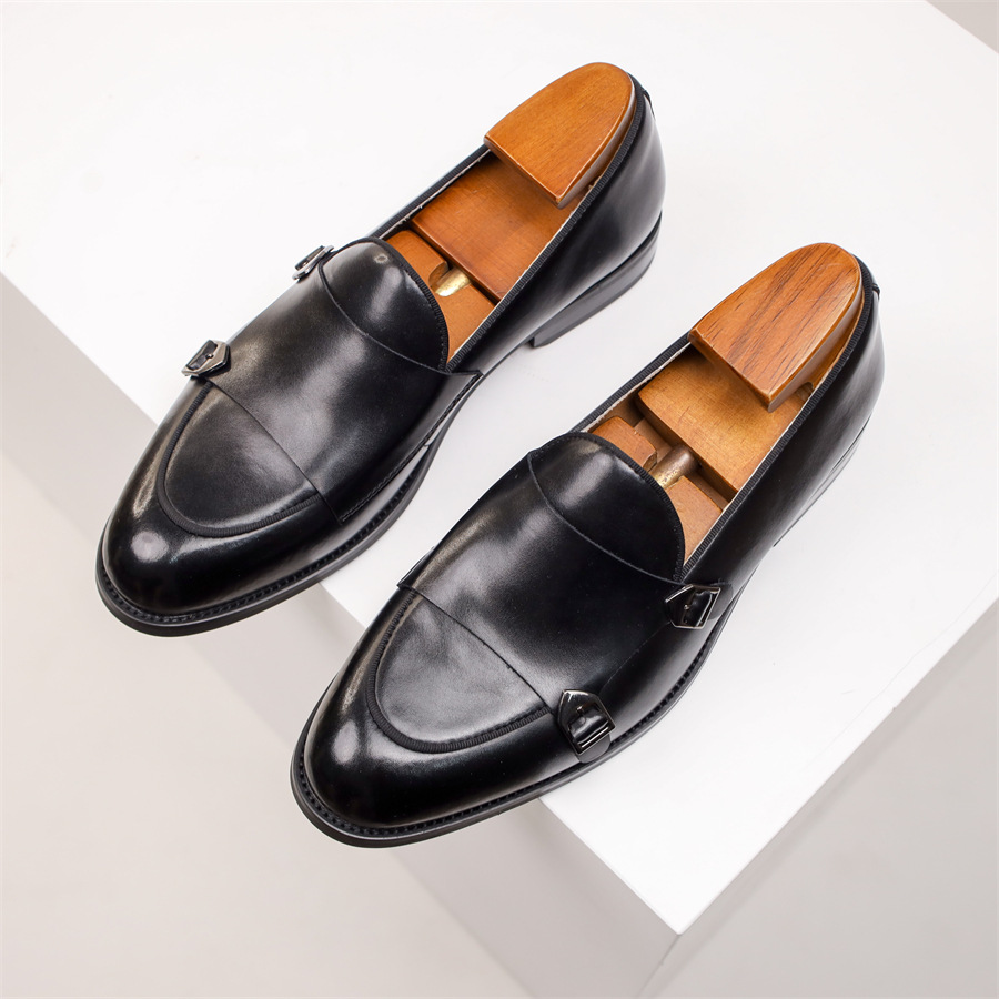 Men's Double Buckle Leather Loafers | Rowan