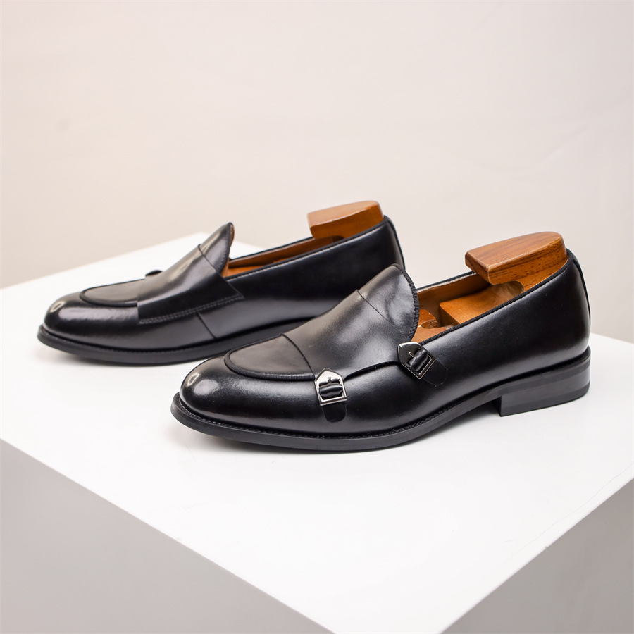 Men's Double Buckle Leather Loafers | Rowan