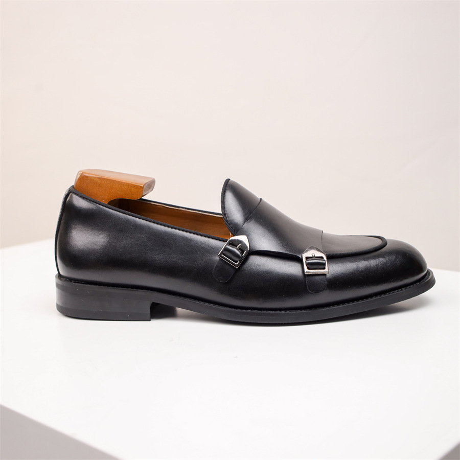 Men's Double Buckle Leather Loafers | Rowan