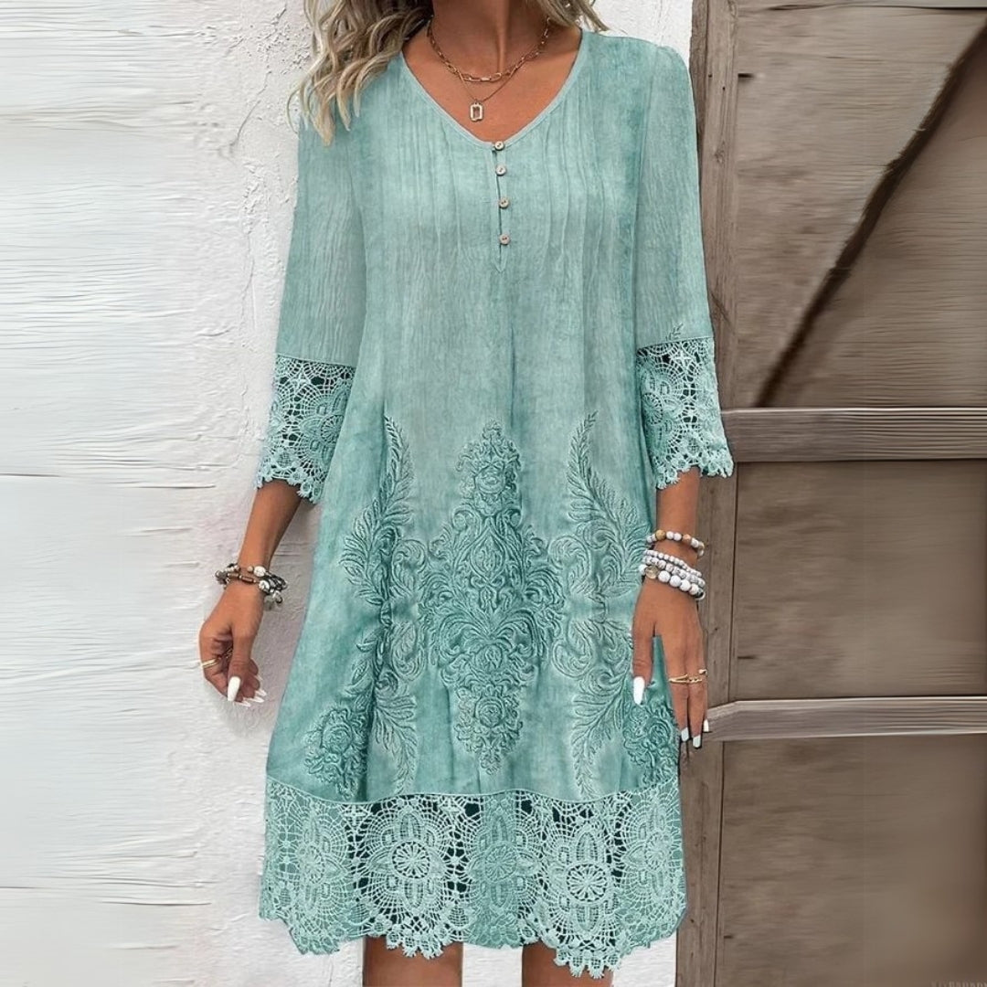 Women's Lace Trim V-Neck Dress | Florence
