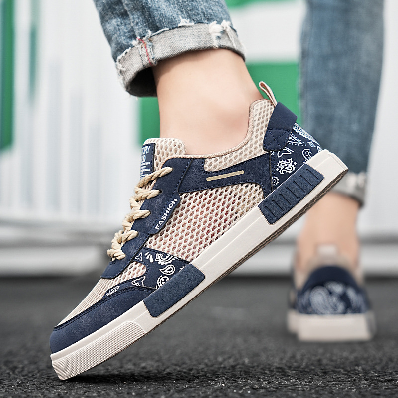 Men’s Mesh-Tech Paisley Pattern Design Sneakers | Benedict