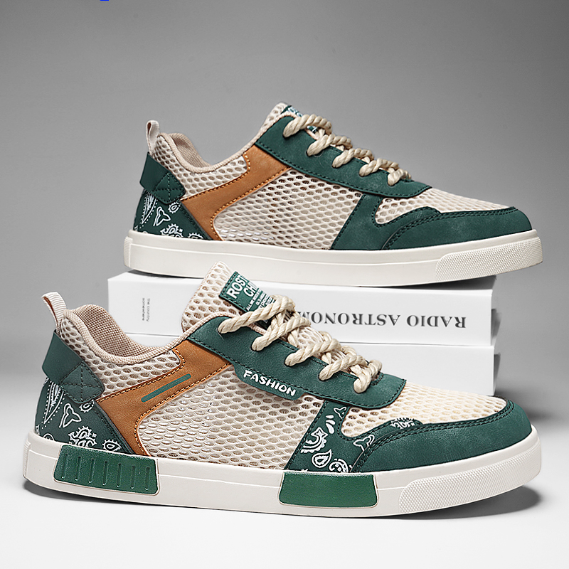 Men’s Mesh-Tech Paisley Pattern Design Sneakers | Benedict