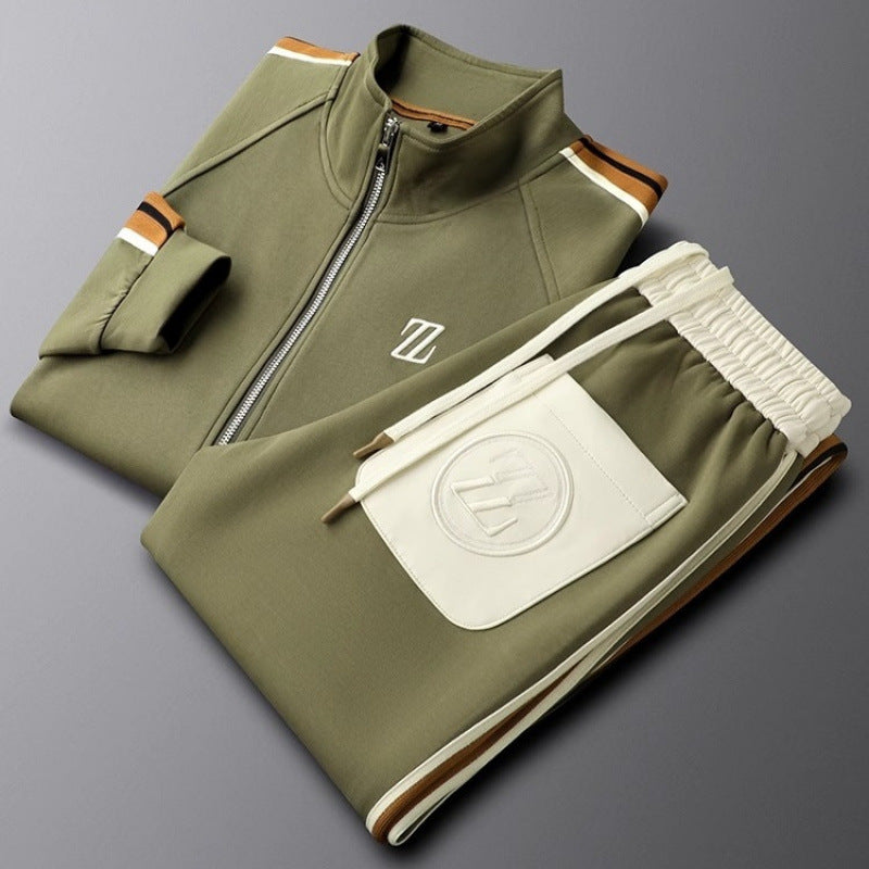 Men’s Matching Tracksuit Set With Z Design| Dexter - Green / XS