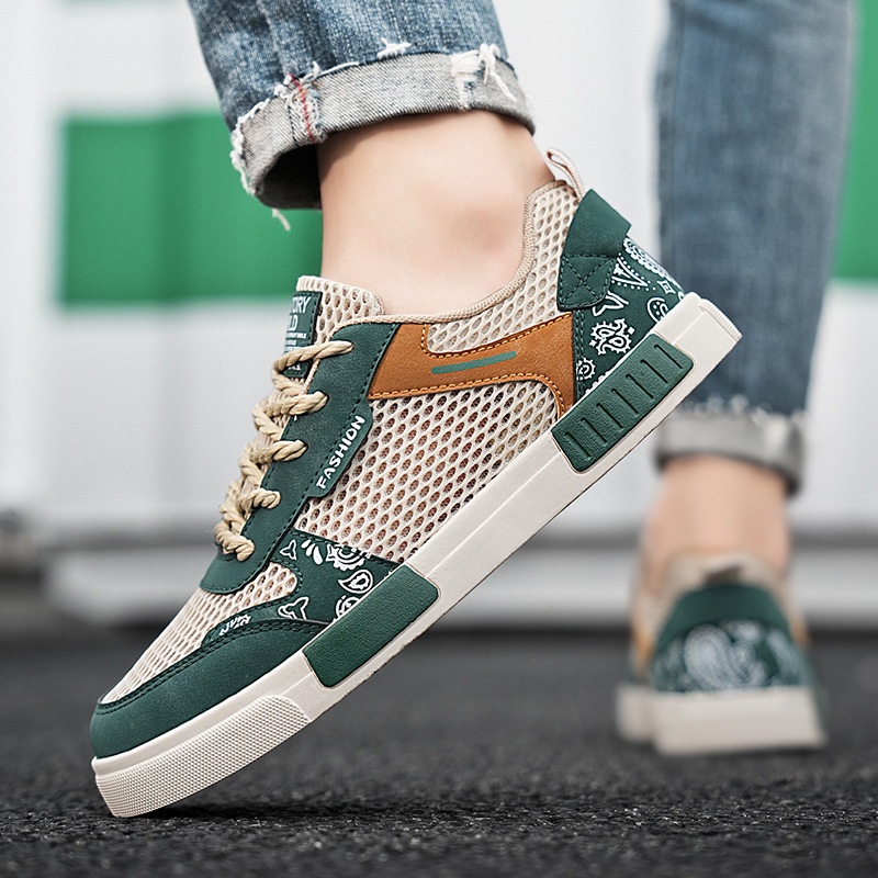 Men’s Mesh-Tech Paisley Pattern Design Sneakers | Benedict
