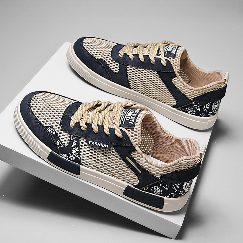Men’s Mesh-Tech Paisley Pattern Design Sneakers | Benedict