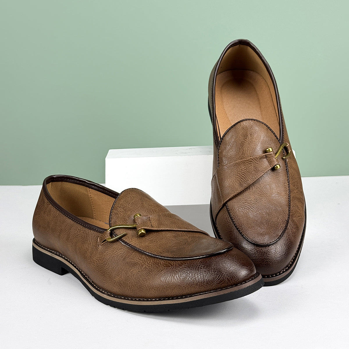 Men’s Formal Genuine Leather Loafers With Golden Hardware | Austin