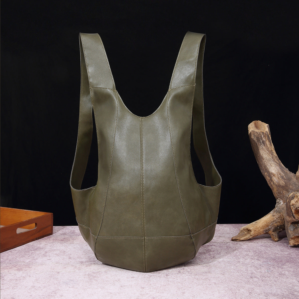 Women’s Curved Leather Backpack Bag | Parla