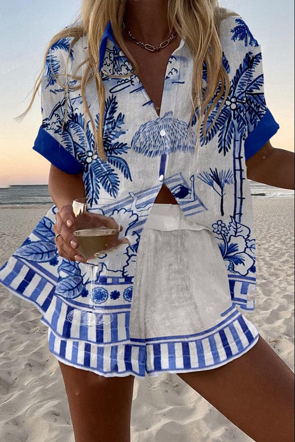 Women's Printed Shirt And Shorts Set For Holidays | Marina
