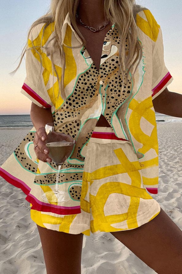 Women's Printed Shirt And Shorts Set For Summer | Elara