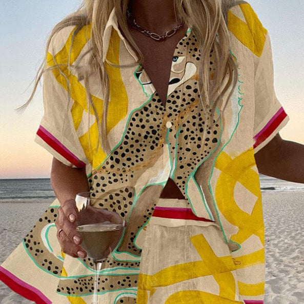Women's Printed Shirt And Shorts Set For Summer | Elara