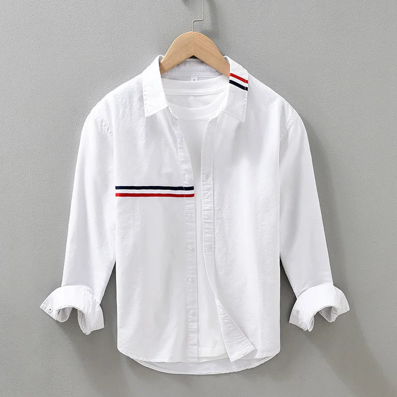 Men's Long Sleeve Striped Cotton Shirt | Milo