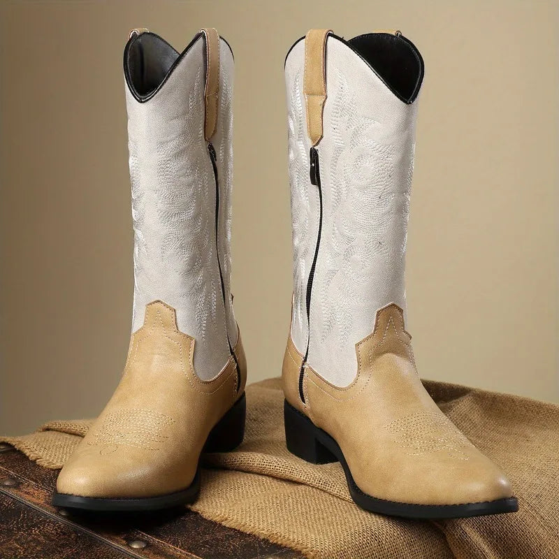 Men's Embroidered Contrast Cowboy Boots | Weston