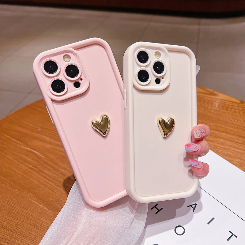 iPhone Case with Gold Heart Detail | HeartGlow