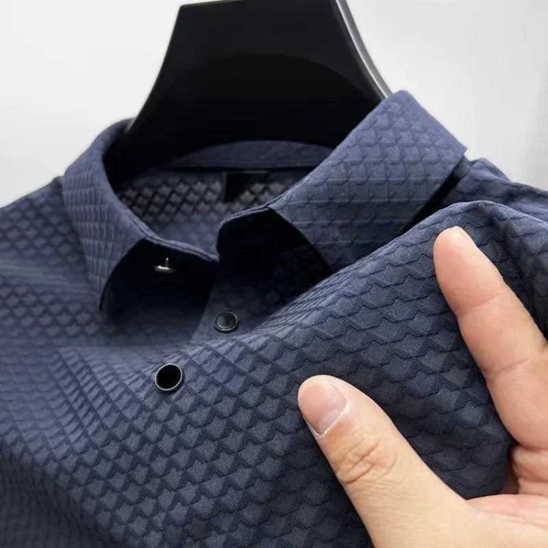 Men’s Silk Diamond Pattern Polo Shirt | Matteo