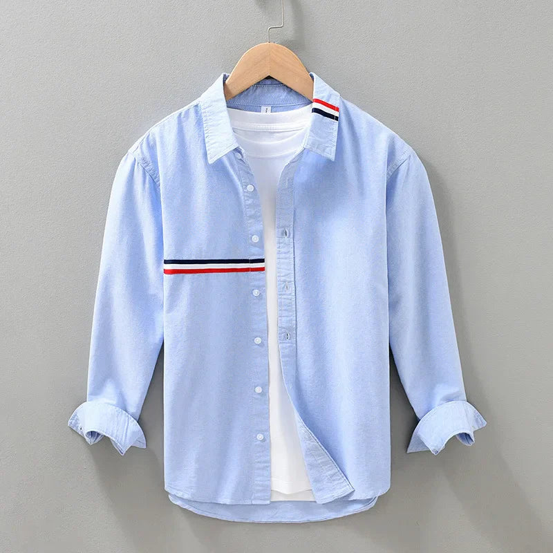 Men's Long Sleeve Striped Cotton Shirt | Milo