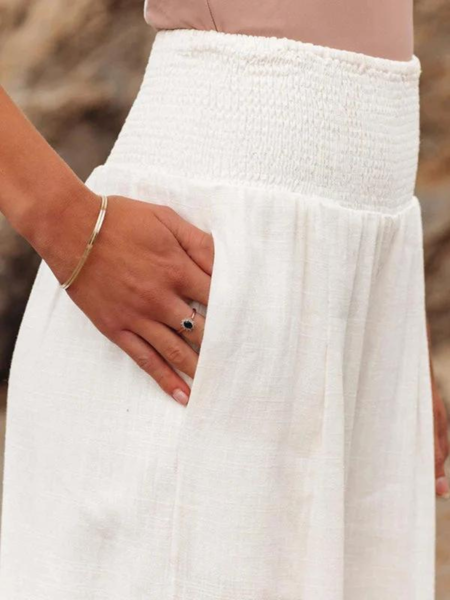 Women's Smocked Wide Leg Trousers | Amara
