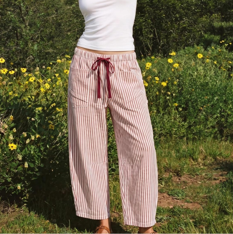 Women's Wide Leg Striped Summer Trousers | Mila