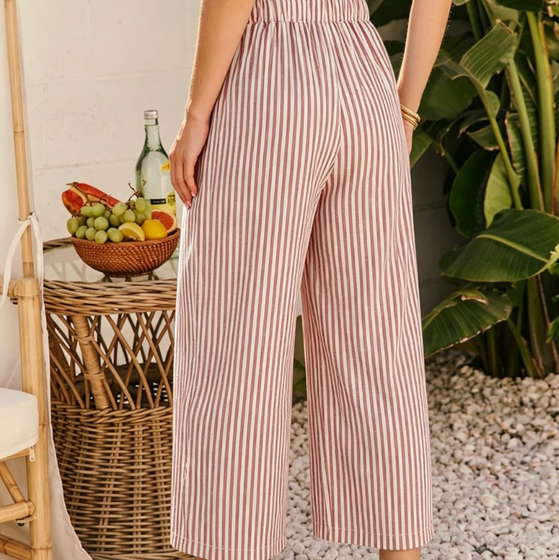 Women's Wide Leg Striped Summer Trousers | Mila