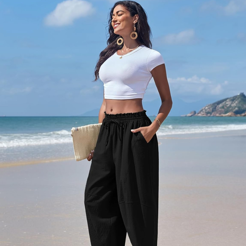 Women's Harem Trousers With Adjustable Drawstrings | Lucia