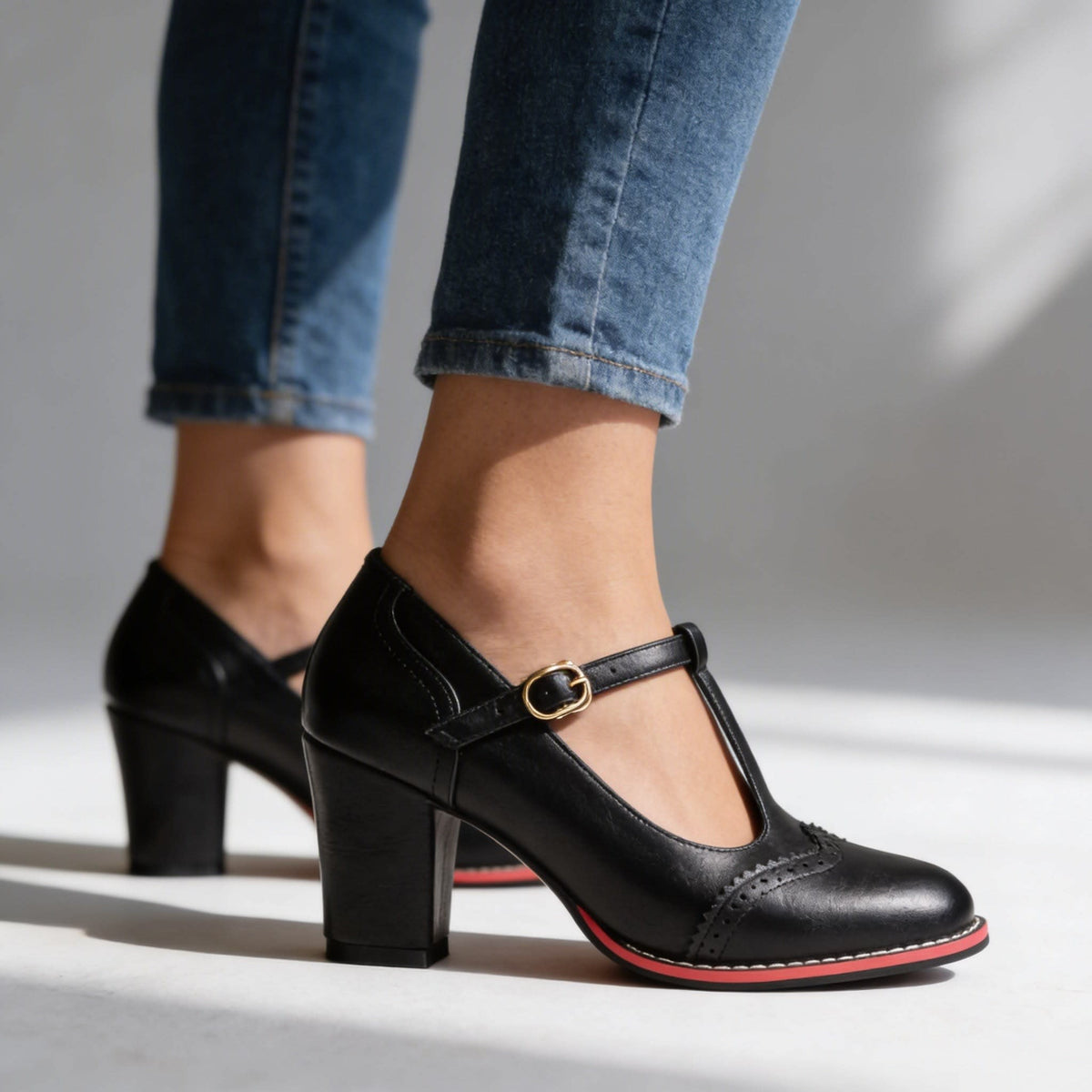 Women's Brogue T-Bar Heels | Mercia_7