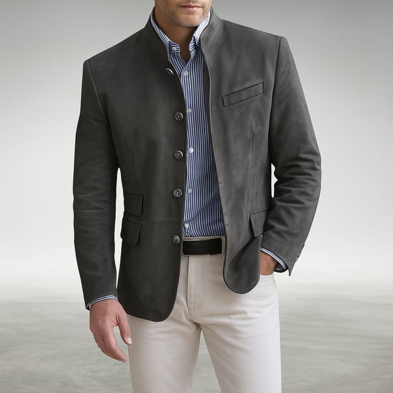 Men's Mandarin Collar Button Front Jacket | Louie_1