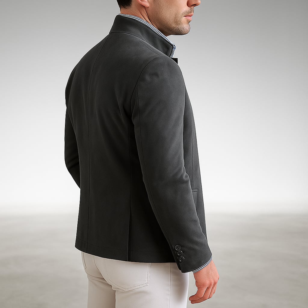Men's Mandarin Collar Button Front Jacket | Louie_8