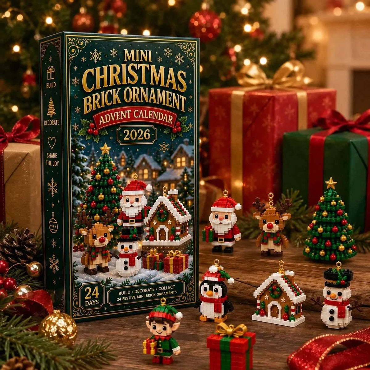 Brick Ornament Advent Calendar 2026 with 24 Buildable Christmas Ornaments Christmas Countdown_6