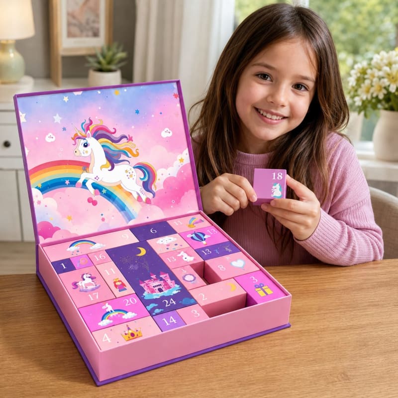Unicorn Advent Calendar 2026 with Hair Accessories and Stickers Christmas Countdown for Kids_1