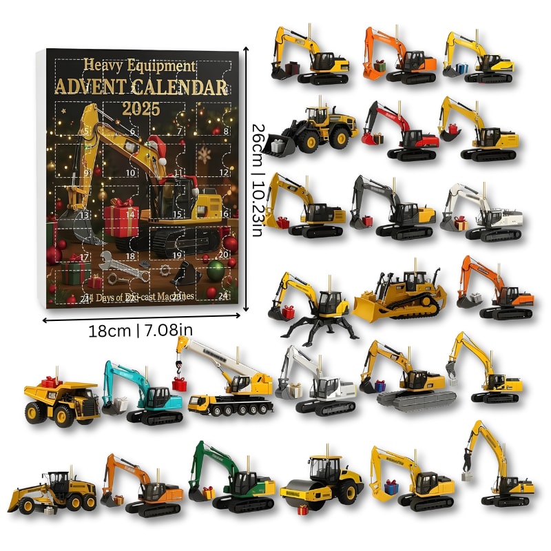 Construction Vehicle Advent Calendar 2026 with 24 Truck Ornaments Christmas Countdown for Kids_2