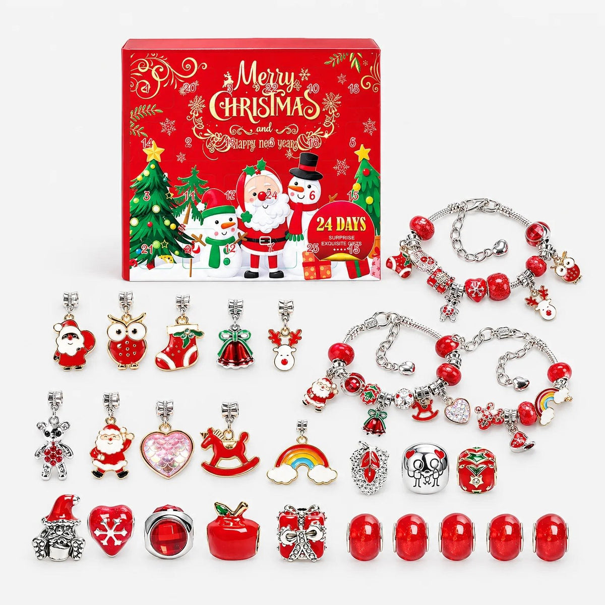 Charm Bracelet Advent Calendar 2026 with 22 Christmas Charms and 2 Bracelets Christmas Countdown Jewellery Gift_4