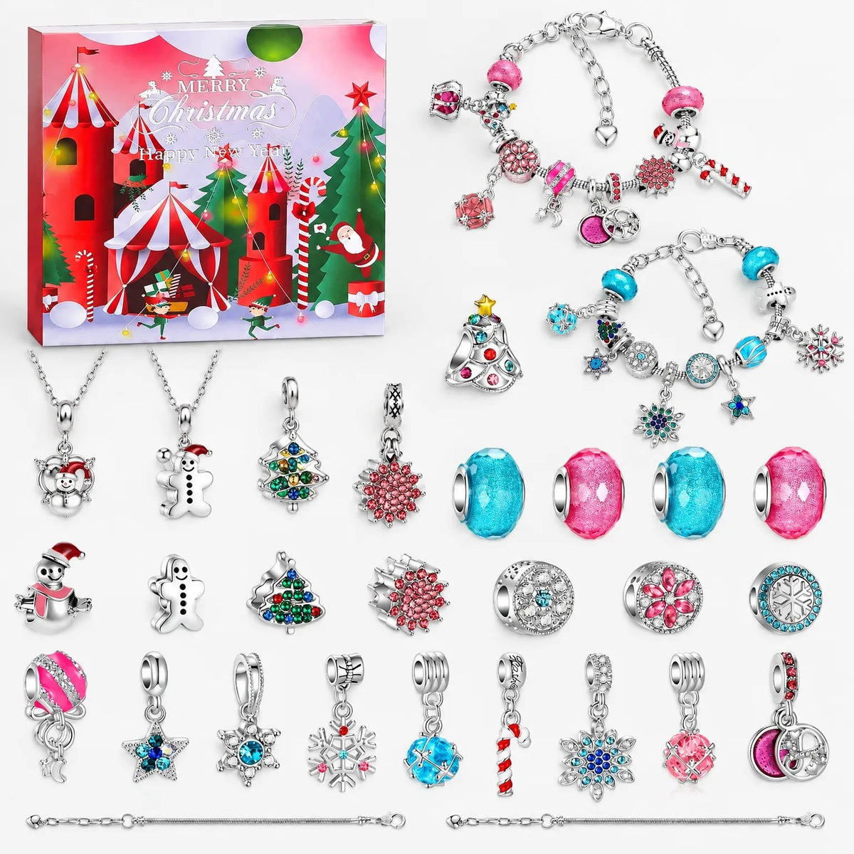 Charm Bracelet Advent Calendar 2026 with 22 Christmas Charms and 2 Bracelets Christmas Countdown Jewellery Gift_9
