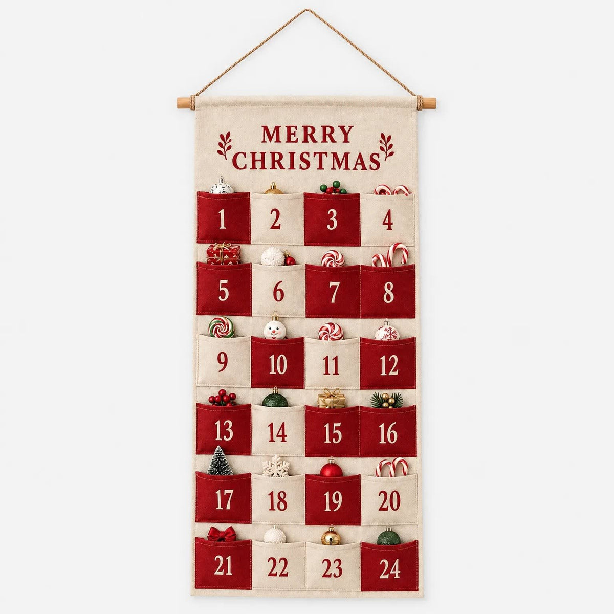 Fabric Advent Calendar 2026 with 24 Pockets to Fill Christmas Countdown Reusable Wall Hanging_4