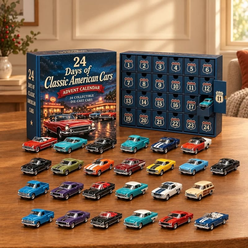 Car Advent Calendar 2026 with 24 Diecast Model Vehicles Christmas Countdown Gift for Car Lovers_1