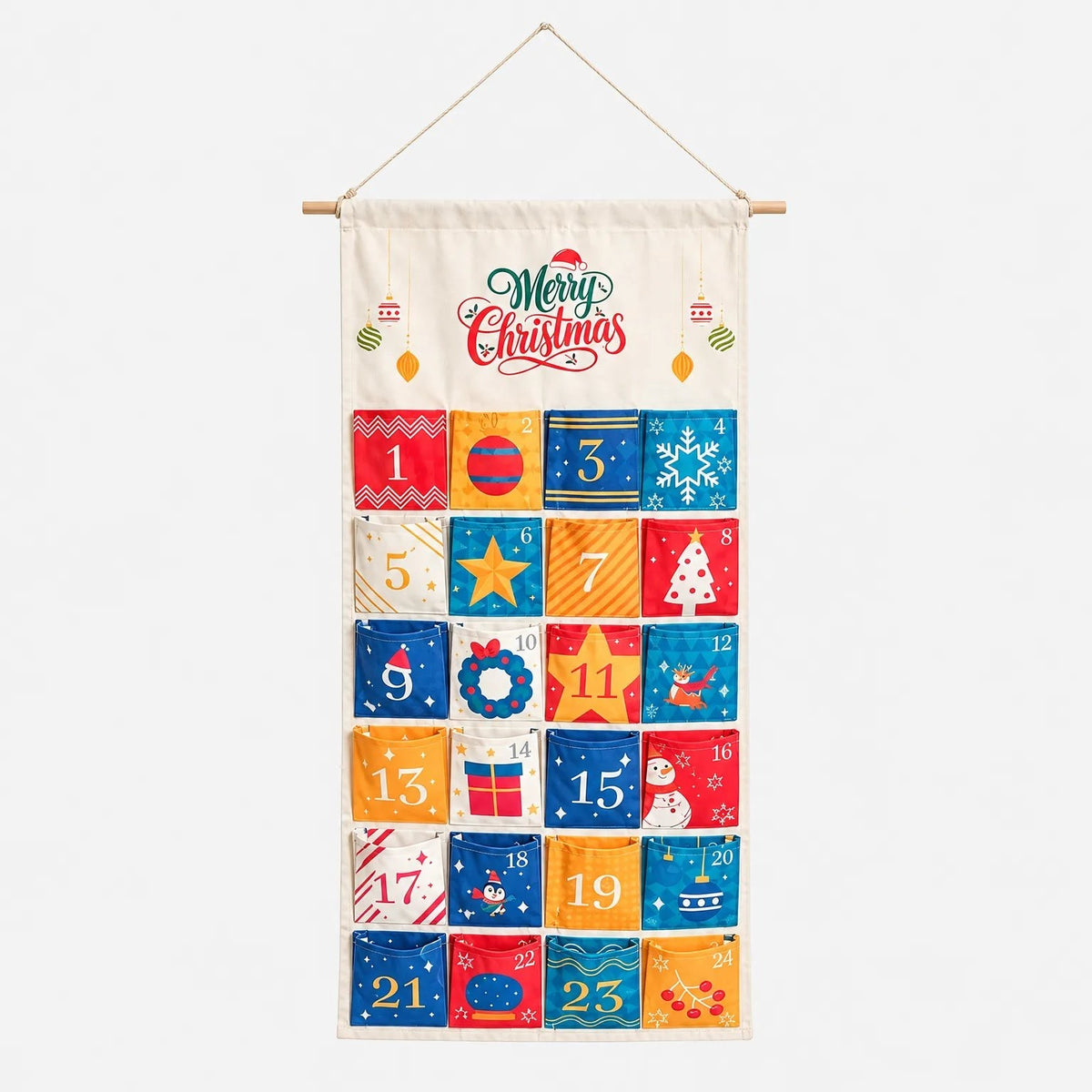 Hanging Advent Calendar 2026 with 24 Fillable Fabric Pockets Christmas Countdown Reusable_2