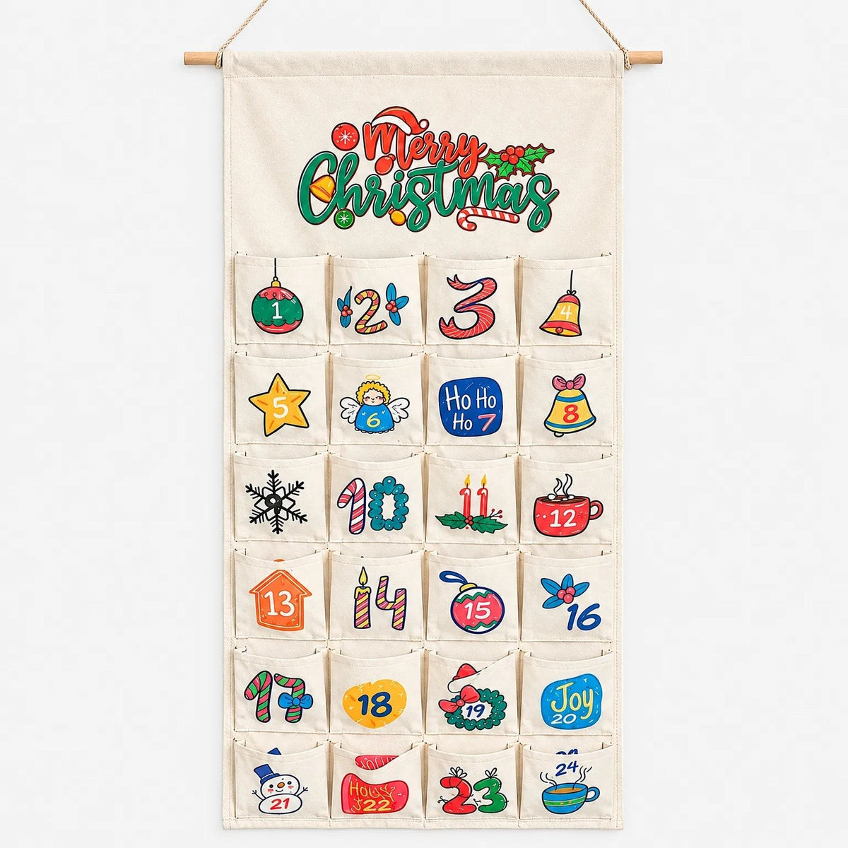Hanging Advent Calendar 2026 with 24 Fillable Fabric Pockets Christmas Countdown Reusable_3