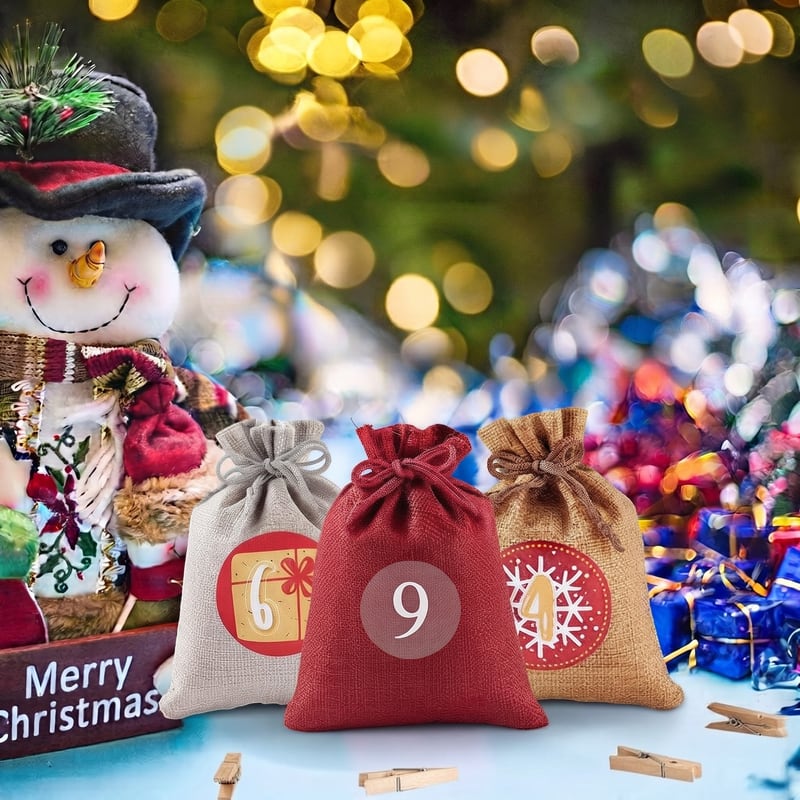 Reusable Advent Calendar 2026 with 24 Numbered Bags and Hanging Cord Christmas Countdown_2
