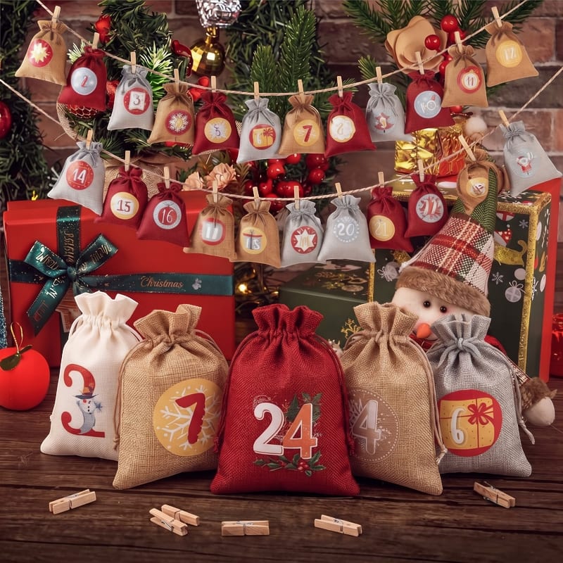 Reusable Advent Calendar 2026 with 24 Numbered Bags and Hanging Cord Christmas Countdown_7