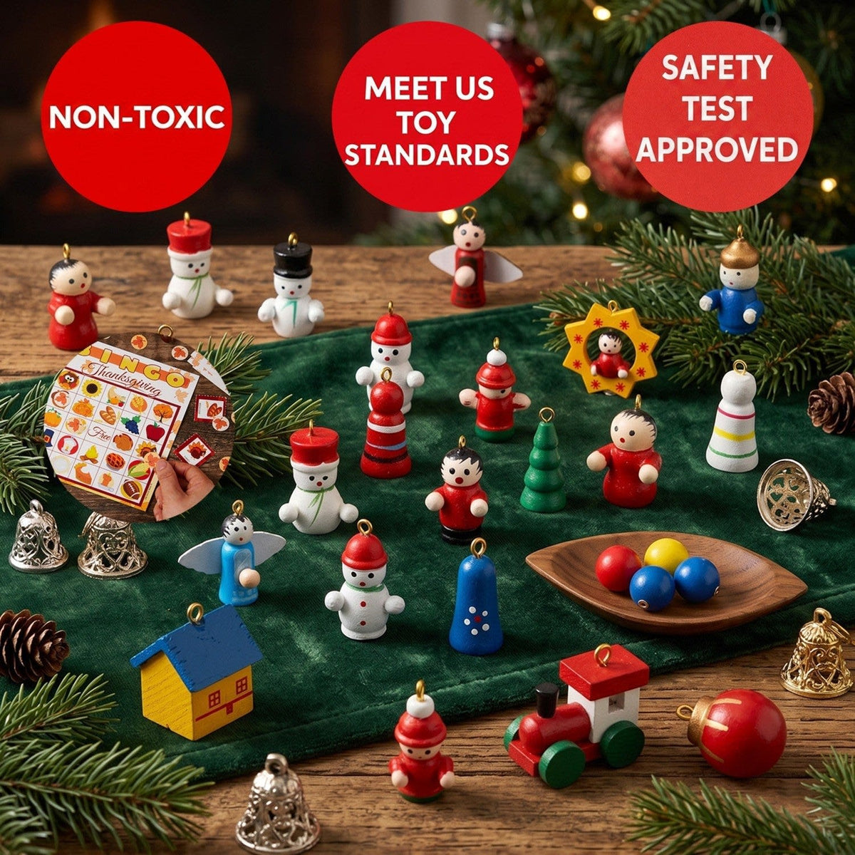 Wooden Christmas Tree Advent Calendar 2026 with 24 Mini Ornaments Christmas Countdown for Kids_4